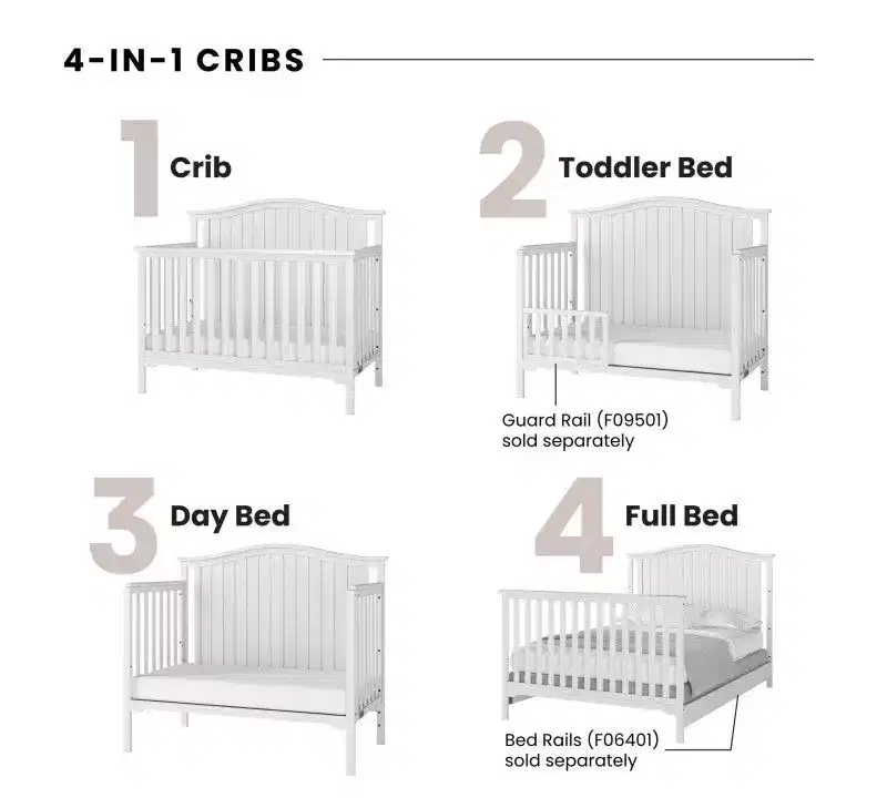 Child Craft Hampton Arch Top Crib and Changing Table Nursery Set, 2-Piece, Includes 4-in-1 Convertible Crib and Changing Table