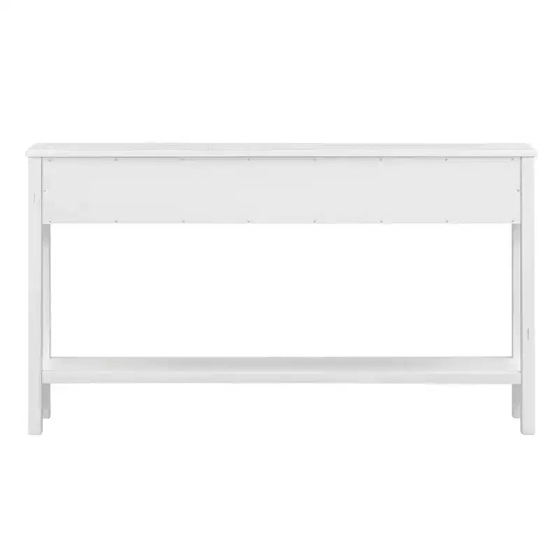 60 Rustic Console Table with 4 Drawers and Bottom Shelf, White
