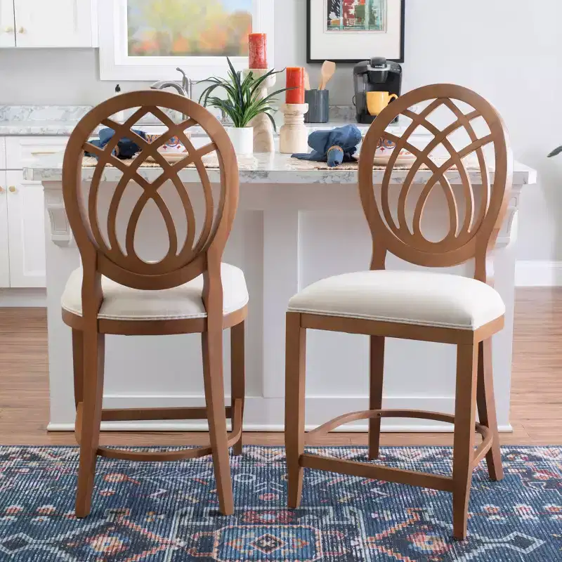 Linon Set of 2 24" Oriana Counter Height Barstool Brown