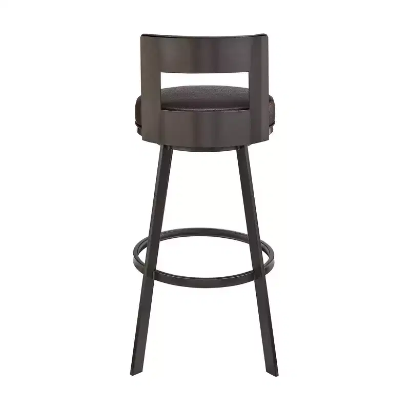 Armen Living 26 Flynn Metal with Faux Leather Swivel Counter Height Barstool