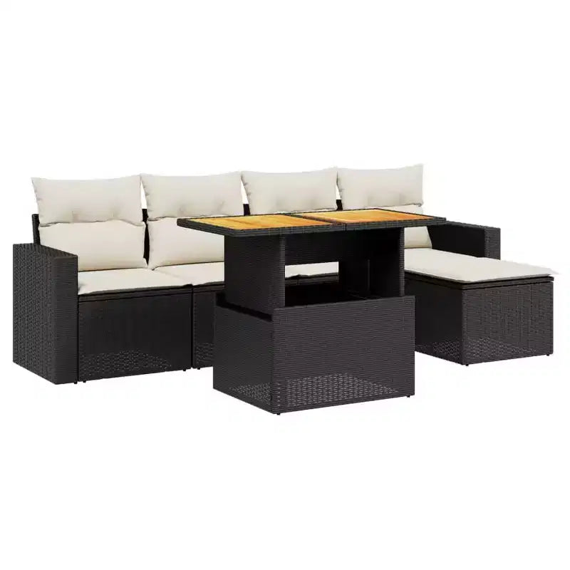 vidaXL Garden Sofa Set with Cushions - Modern Poly Rattan Outdoor Furniture