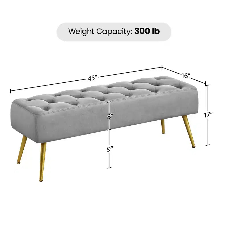 Modern Upholstered Button-Tufted Ottoman Footstool Bench for Bedroom