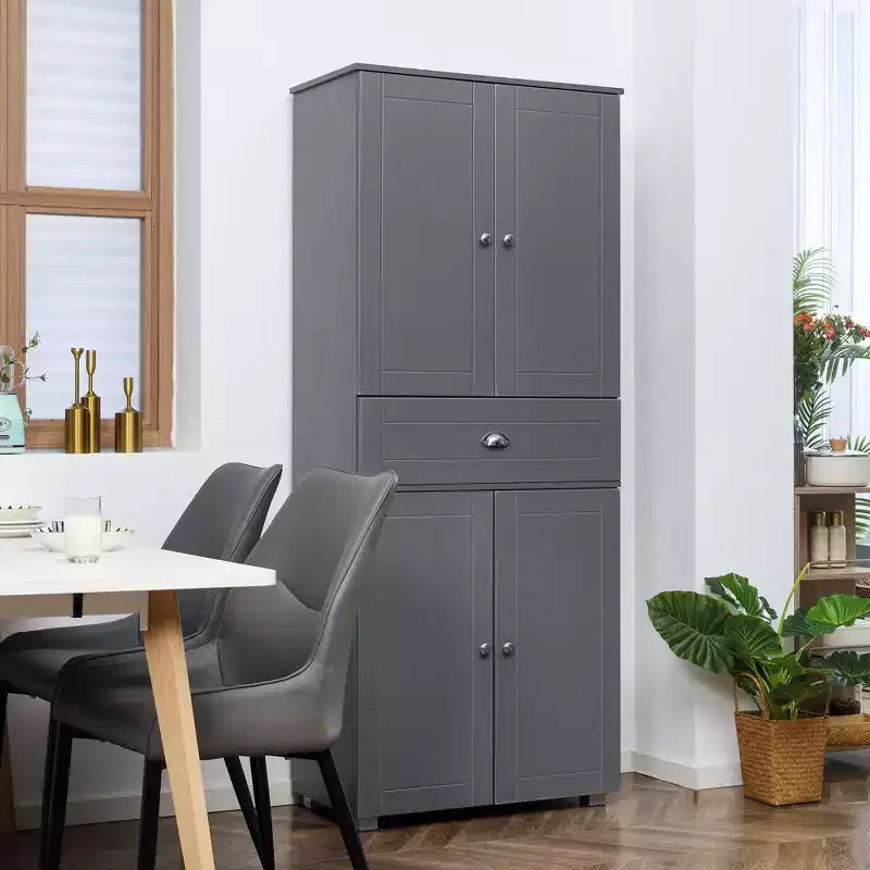 72 Freestanding Kitchen Pantry Cabinet, Tall Storage Cabinet with 4 Doors, Drawer and Adjustable Shelves for Dining Room