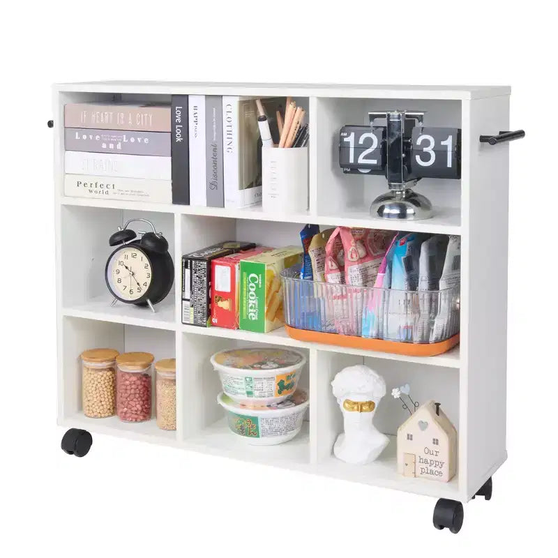 3-Tier Kitchen Cart with Lockable Wheels and Open Shelves, White