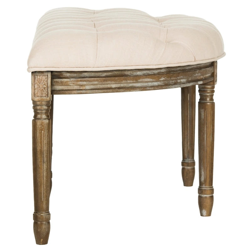 Rustic Semi-Circle Upholstered Bench with Wood Legs