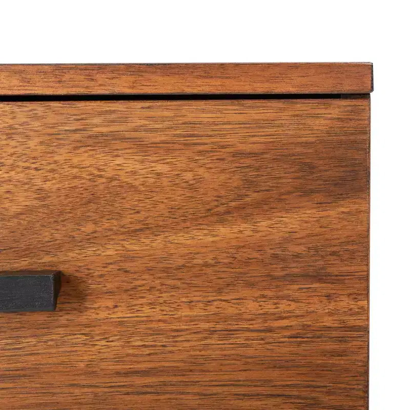 1-Drawer Nightstand with Open Metal Frame, Brown Mahogany