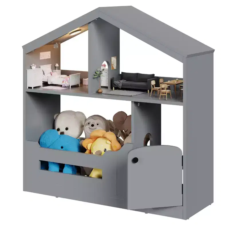 3-Tier Kids Bookshelf, Toy Storage Organizer with Motion Sensor Light, Wooden Book Shelf, Kids Book Rack for Kids Rooms, Classroom, Playing Room