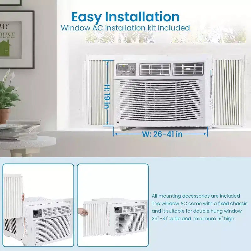 Acekool 10000 BTU Window Air Conditioner, Smart Wi-Fi AC Unit Cools Rooms Up to 450 Sq.Ft, Quiet Energy Saving, Remote App Control, Easy Install