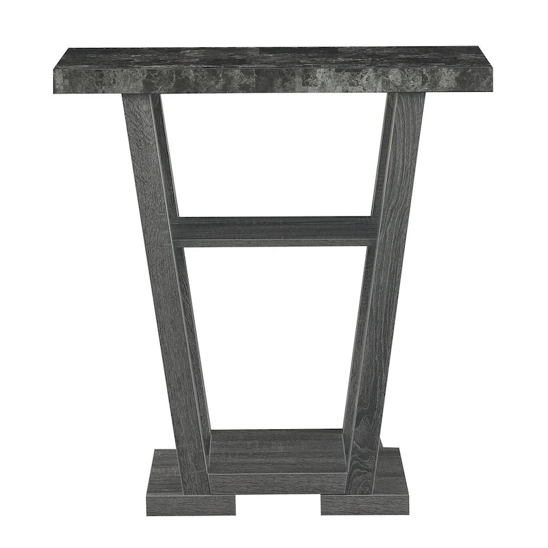 V-Shaped Console Table with Shelves
