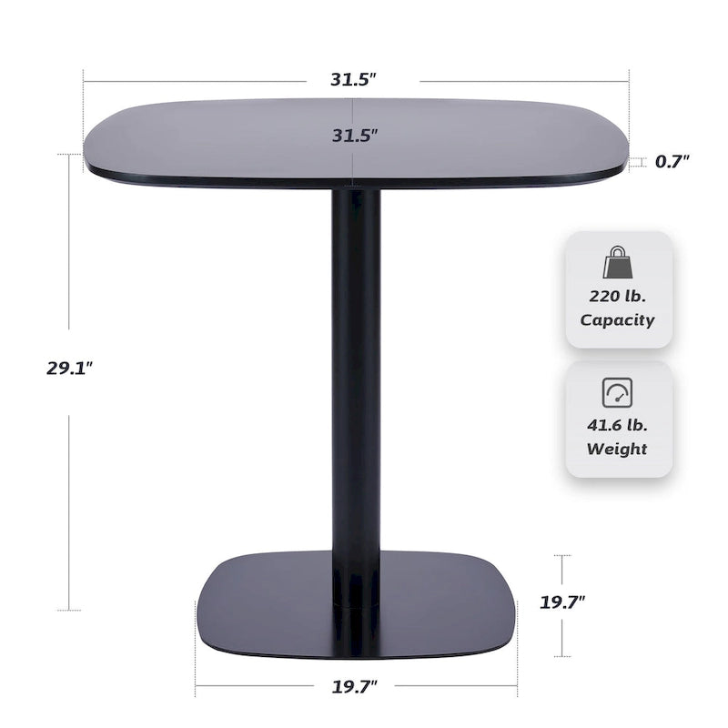 32 in. Square Tulip Dining Table, Matte White