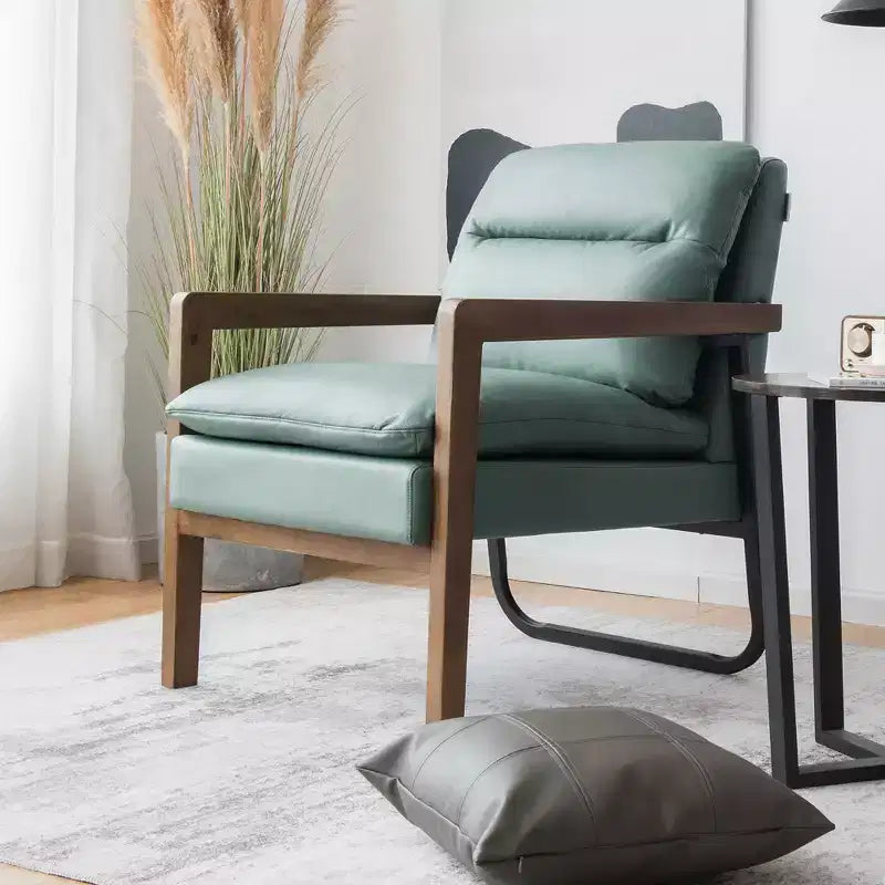 Modern Upholstered Accent Armchair with Rubber Wood Legs
