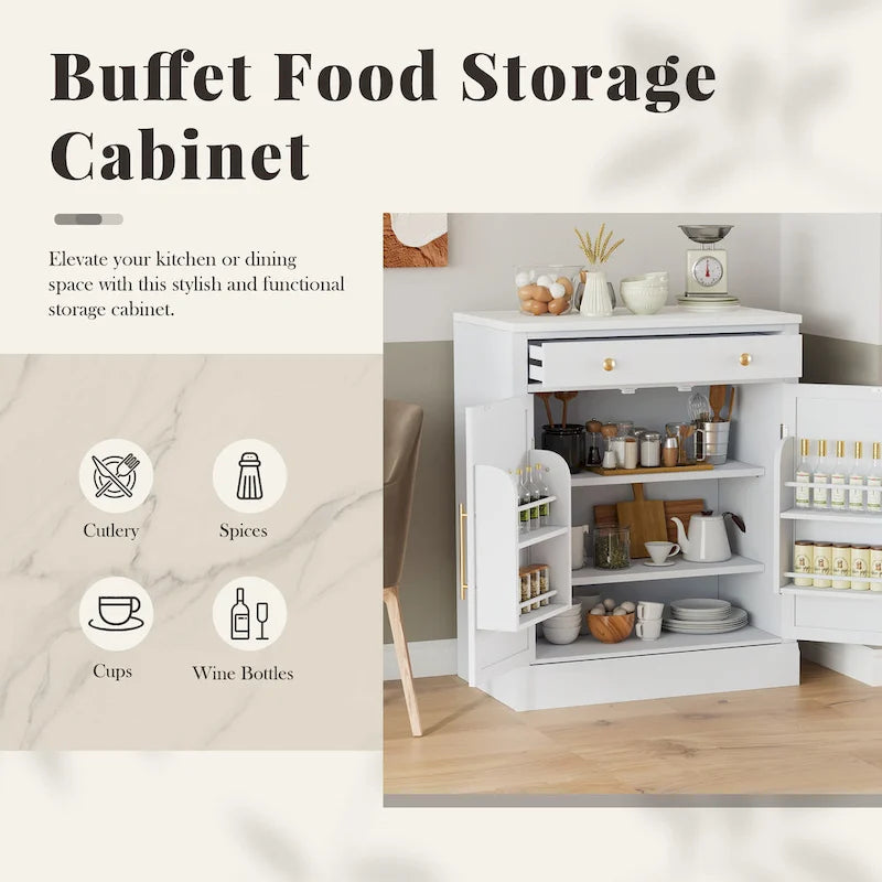 Kitchen Storage Cabinet with Drawer and Adjustable Shelves
