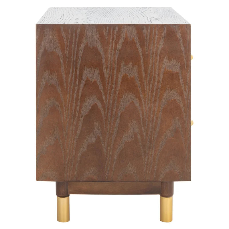 2-Drawer Nightstand with Brass Legs & Contrast Finish