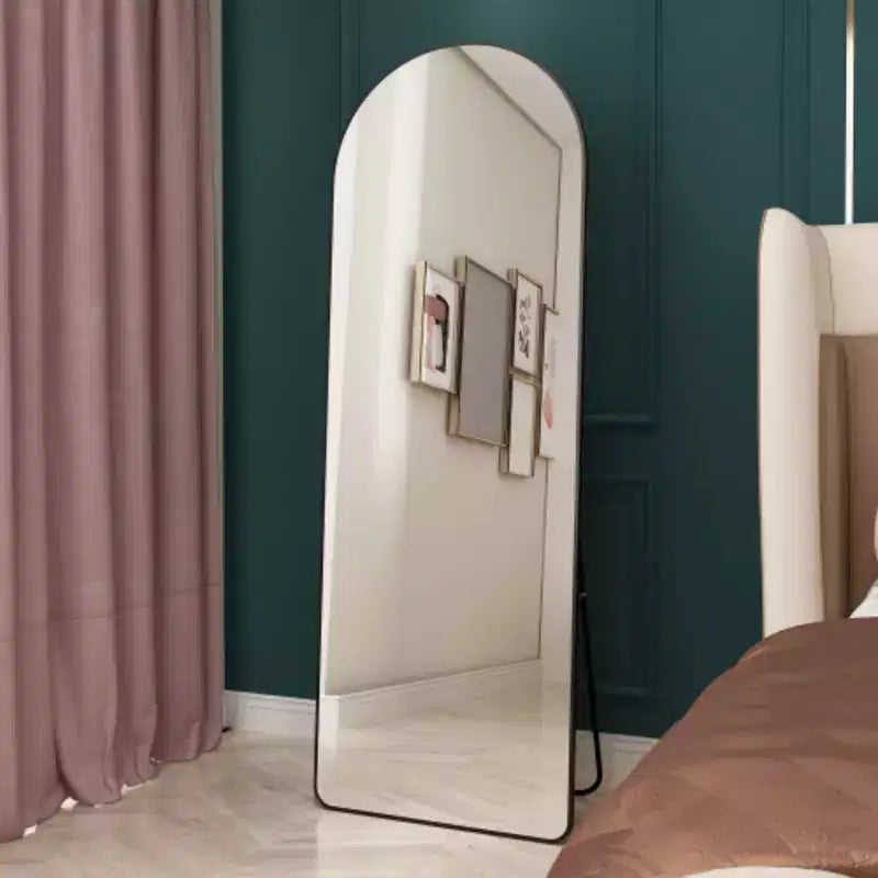 Arched Full-Length Floor Mirror - Aluminum Alloy Metal Frame, Freestanding for Bedroom, Bathroom & Entryway