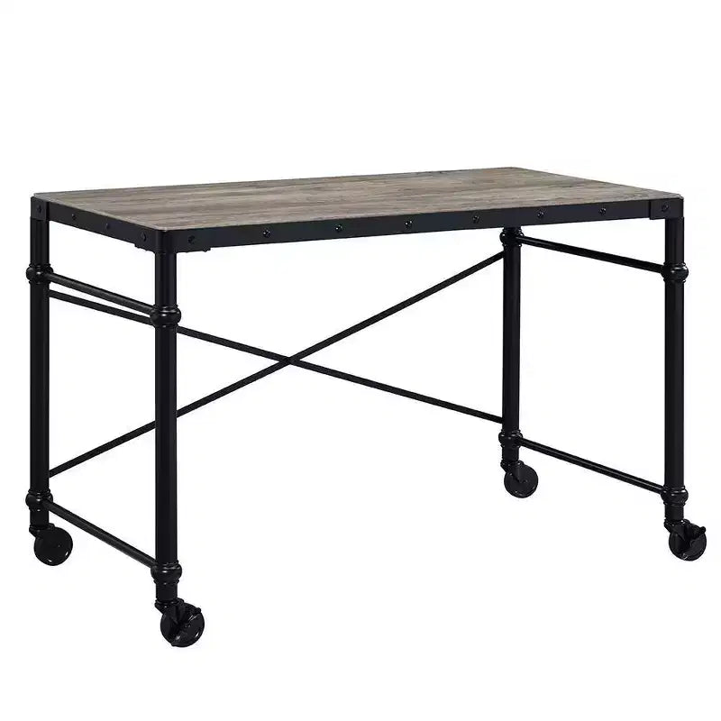 47 Industrial Writing Desk, Rustic Oak & Black