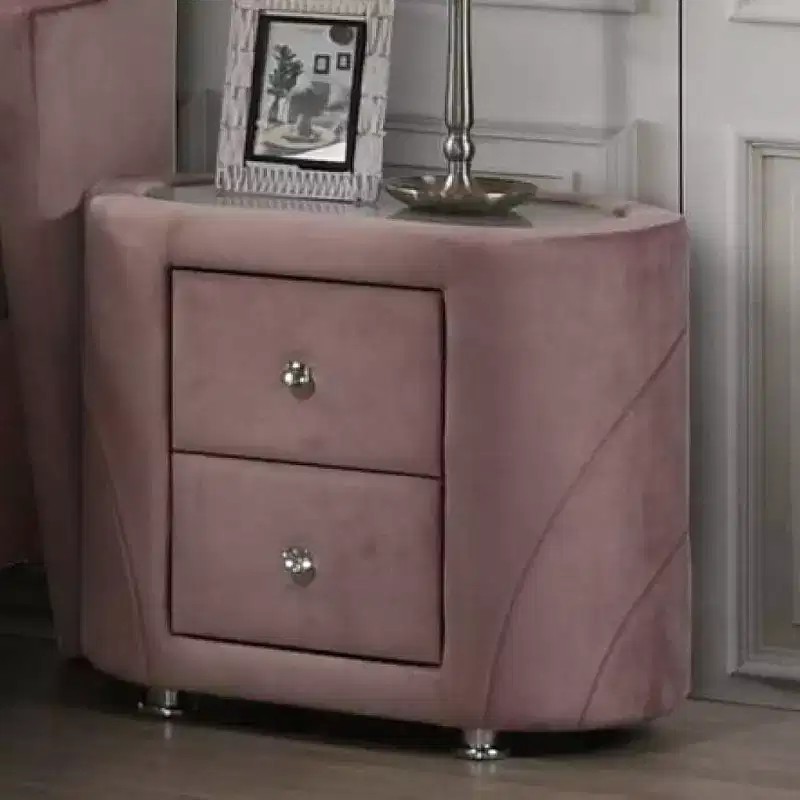 29 Salonia Nightstand Pink Velvet - Acme Furniture: Wood Composite, No Assembly, Meets Safety Standards