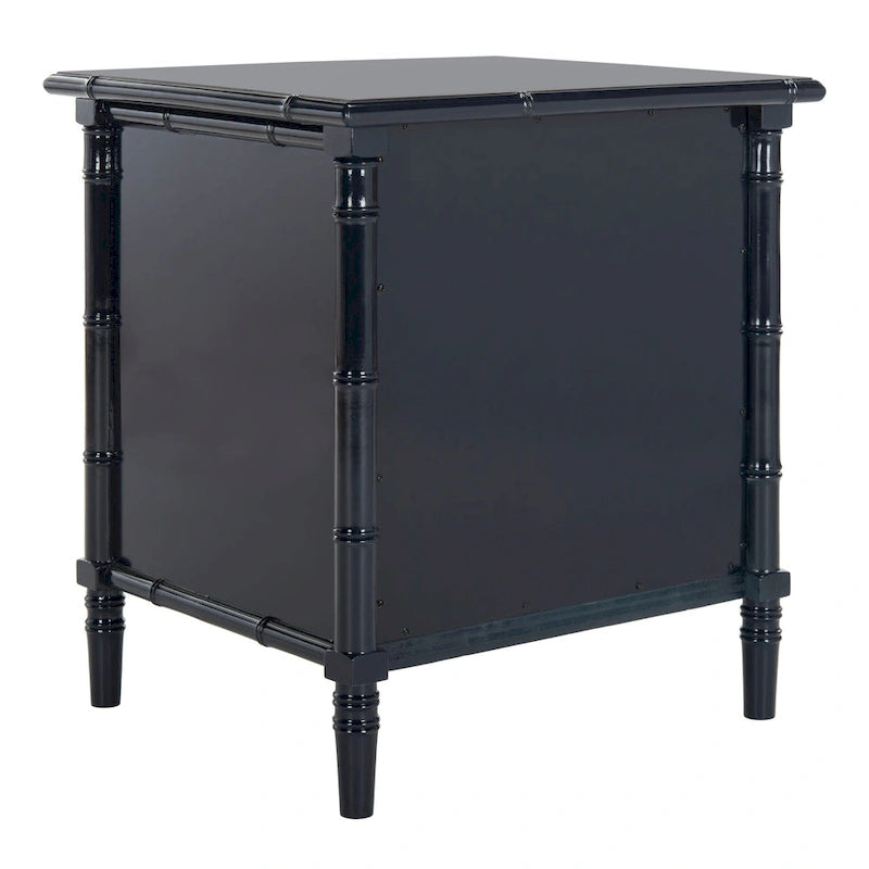 Modern Coastal 3-Drawer Nightstand with Bamboo-Style Frame & Gold Pulls
