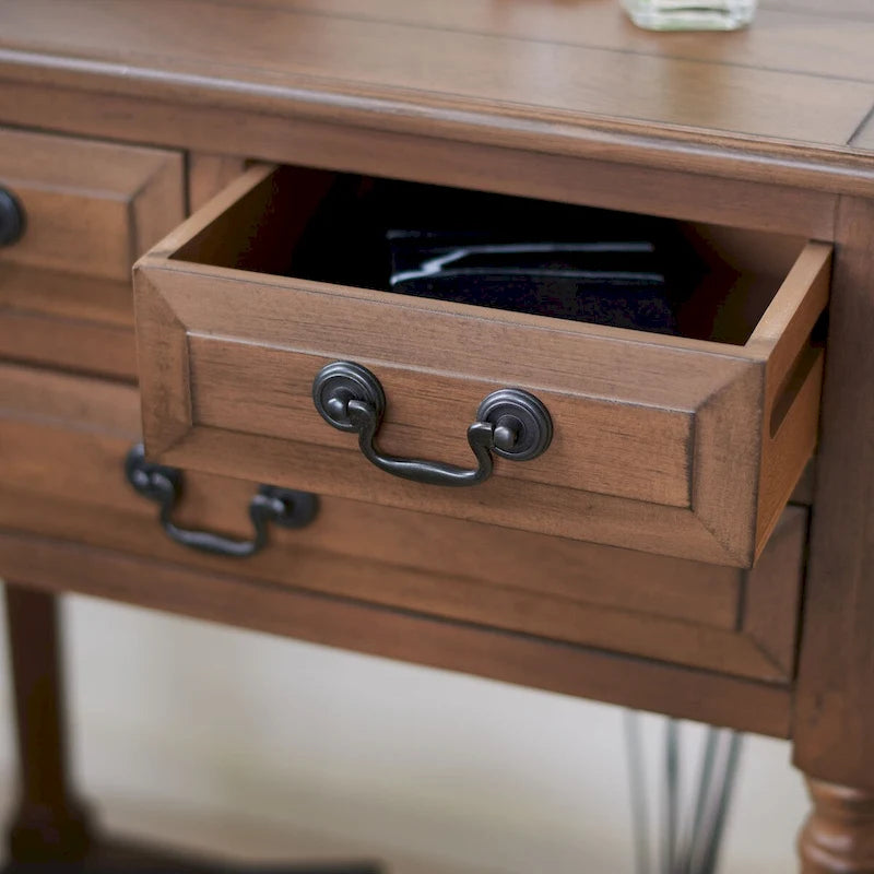 3-Drawer Console Table with Open Bottom Shelf