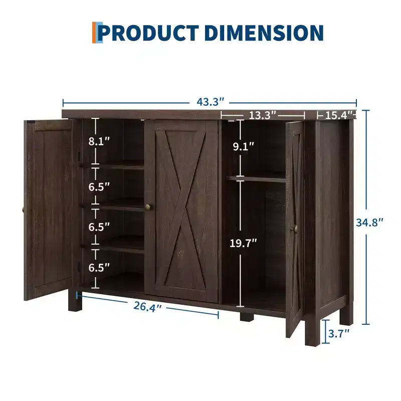 Shoe Cabinet with Doors, Farmhouse 35'' Shoe Storage Cabinet, 4-Tier Entryway Shoe Storage, Large Shoe Organizer Cabinet for Living Room Hallway