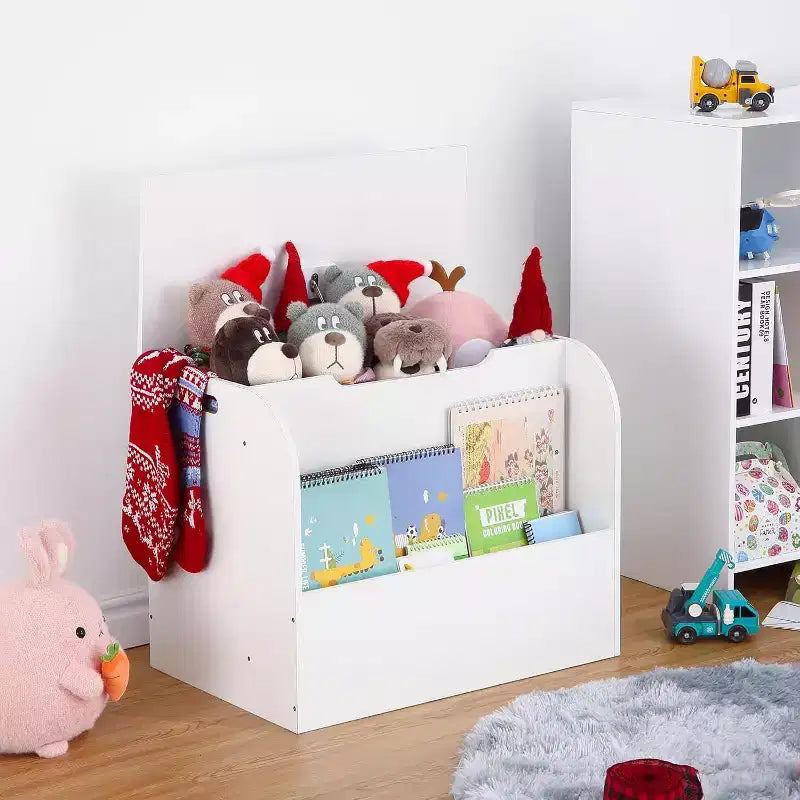 Kids Storage Bench with Toy Bins & Bookshelf