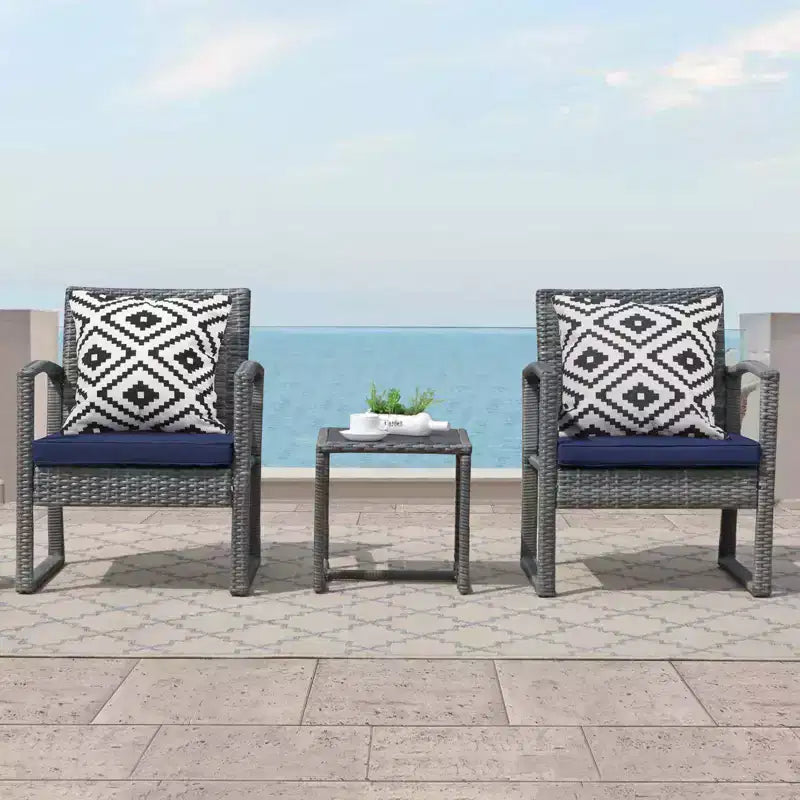 Sunsitt 3pc Wicker Outdoor Conversation Set with Coffee Table