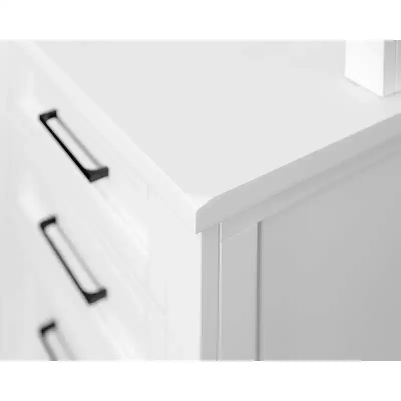 Modern Wood Credenza Desk with Hutch Fully Assembled White - Abby Collection - Martin Furniture