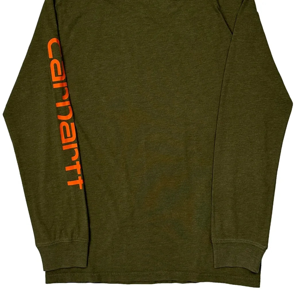 Long Sleeve T-Shirt Women Regular Fit Crew Neck Green Cotton Large