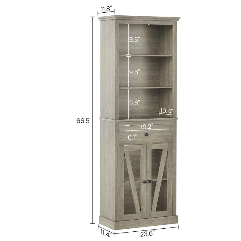 66.5 Tall Storage Cabinet, Bathroom Storage Cabinet with 5 Shelves & Drawer
