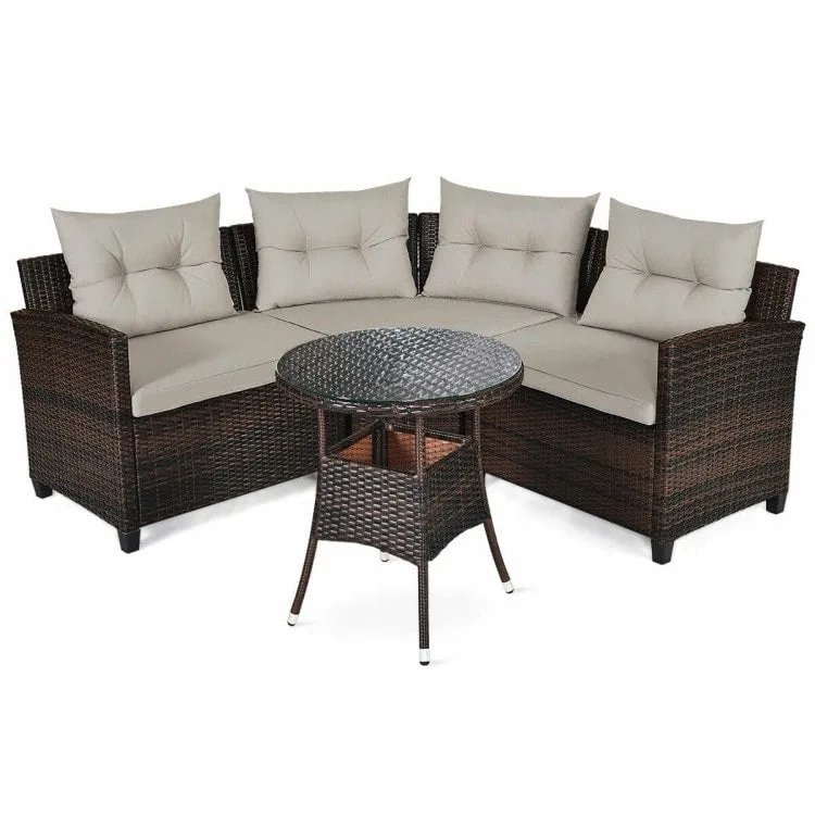 4 Pcs Furniture Patio Set Outdoor Wicker Sofa Set - 31.5 x 25.5 x 29 (L x W x H)