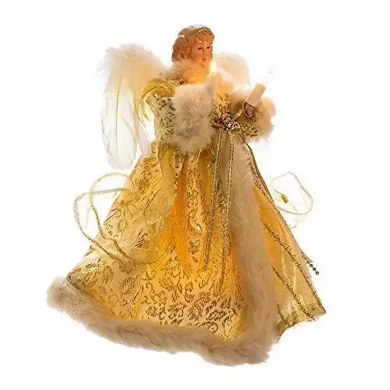 Kurt Adler Angel Figurine Tree Topper, Ivory and Gold, 10
