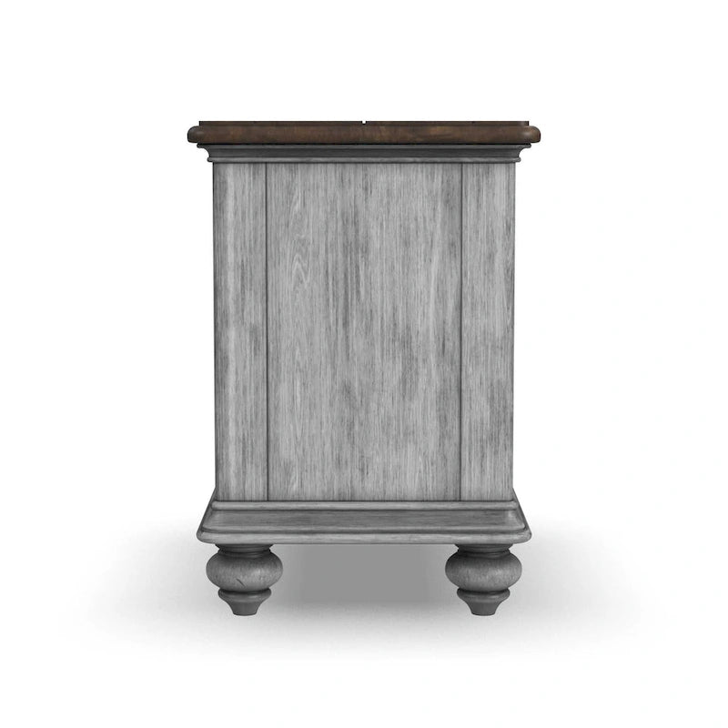 Brown Wood Chairside Table with Single Drawer