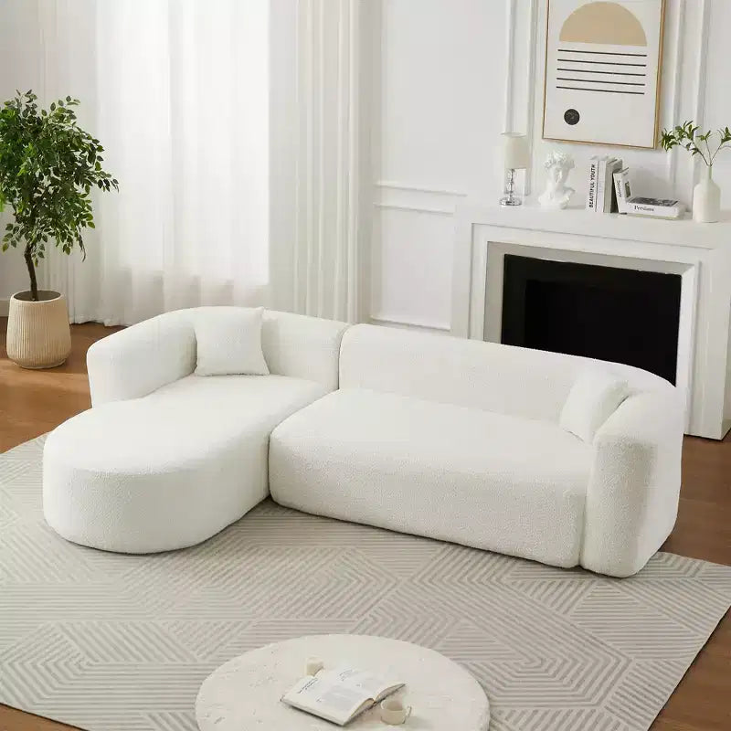 Clihome 109.4 L-Shaped Modular Sectional Sofa Left Chaise Chenille Fabric Cloud Sofa with 2 Pillows