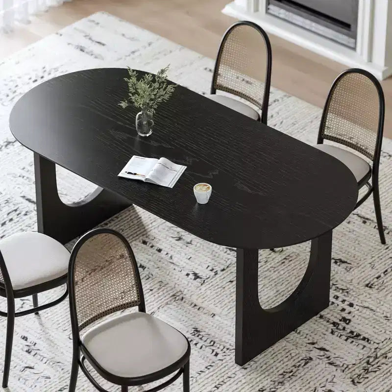 67 Wood Oval Dining Table for 4-6, Farmhouse Modern Kitchen & Dining Room