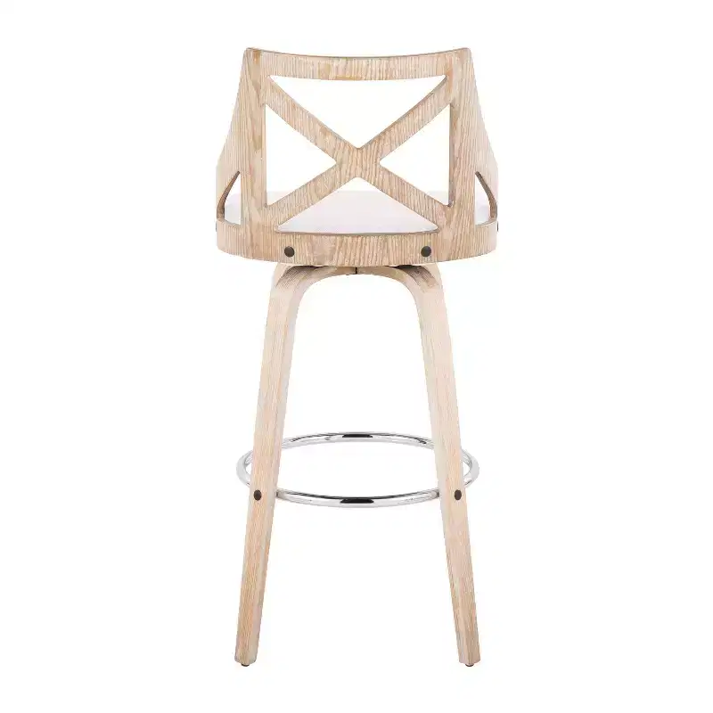 Set of 2 Charlotte Barstools: Fixed-Height, Swivel Seat, X-Back Design - LumiSource