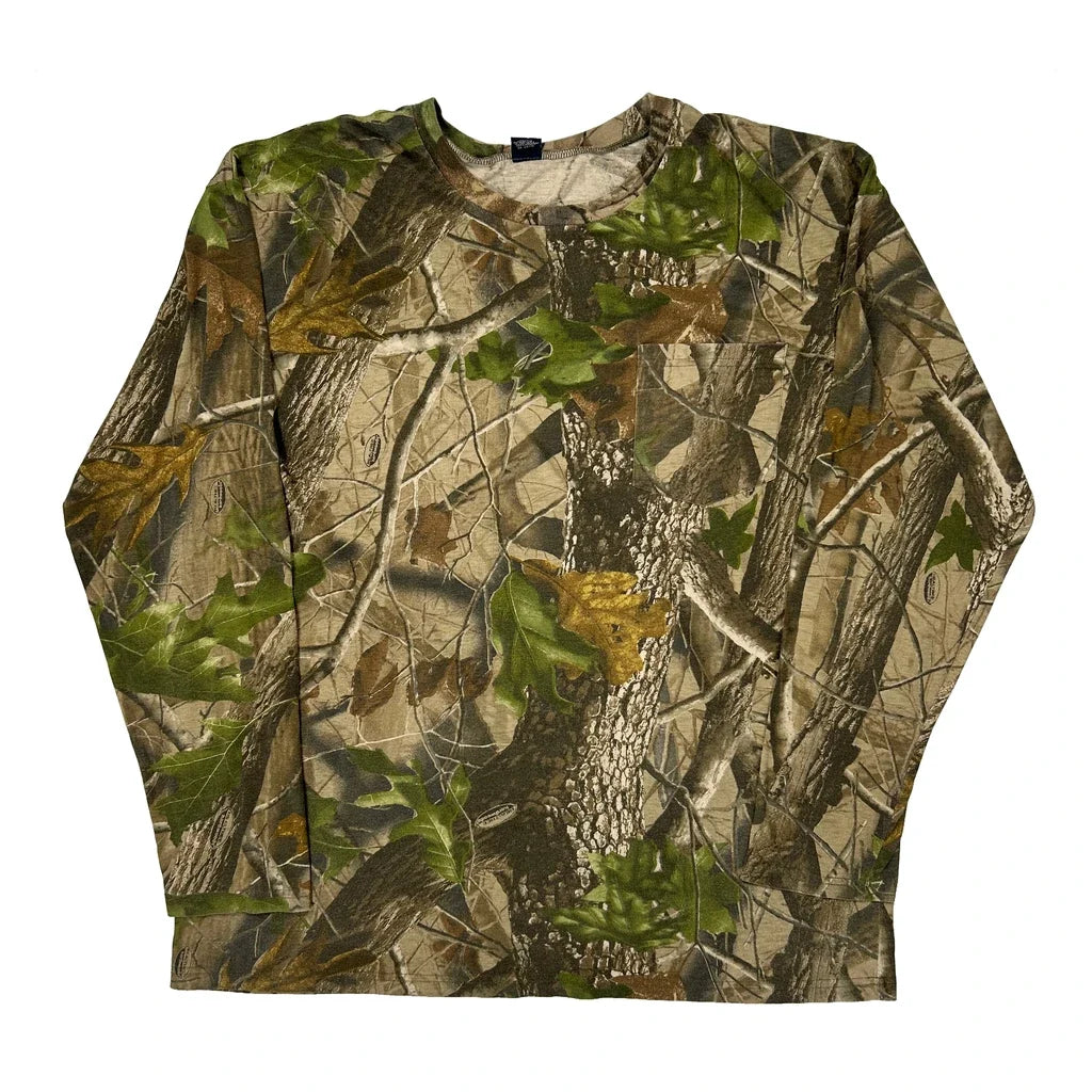 Camo Long Sleeve T-Shirt Men Regular Fit Crew Neck Cotton Blend