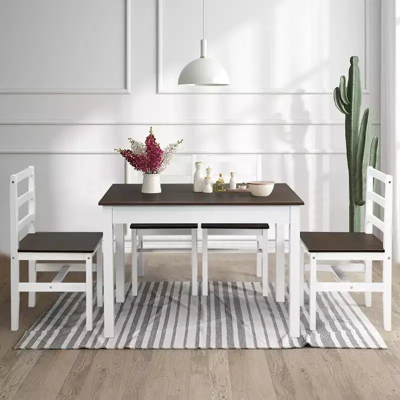 Costway 5pcs Solid Wood Dining Set Kitchen Table & 4 Chair