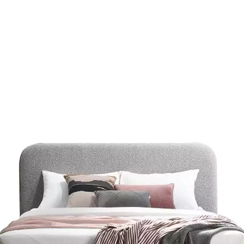 87.8" Eastern King Bed Cleo Bed Gray Boucle - Acme Furniture: Faux Shearling, Wood Frame, Curved Headboard