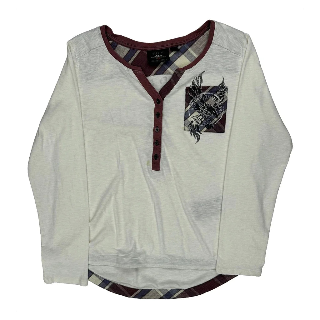 Long Sleeve T-Shirt Women Regular Fit Round Neck White Cotton