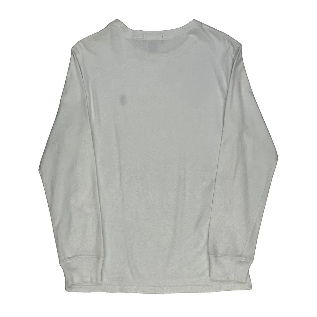 Long Sleeve T-Shirt Women's White Crew Neck Regular Fit Cotton Top