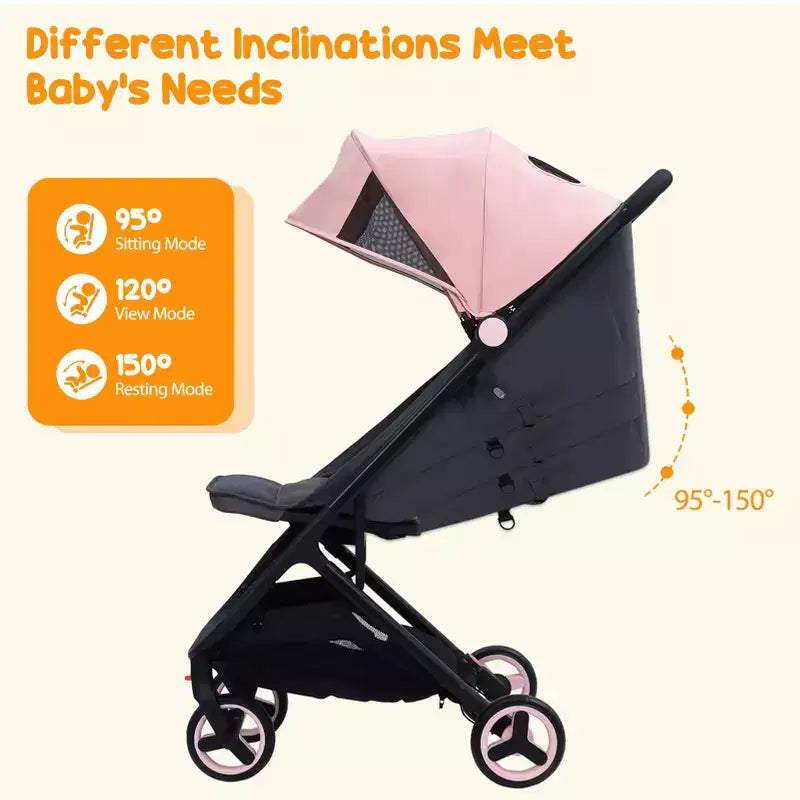 Compact Triple-Fold Baby Stroller with Canopy