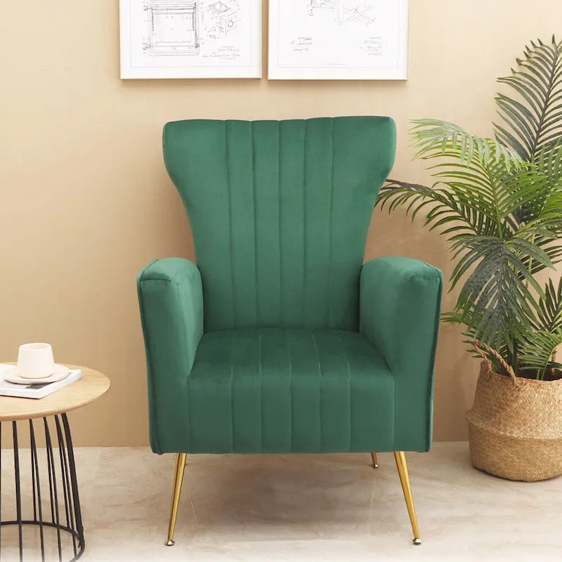 Velvet Accent Chair with Gold Legs