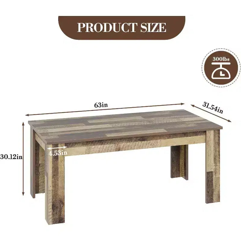 63 Farmhouse Dining Table for 4-6, Rustic Kitchen Table, Rectangular, Wood Dining Table, for Dining Room, Kitchen