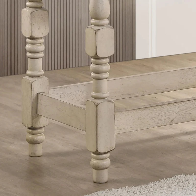50-Inch Farmhouse Counter Height Upholstered Bench with Turned Legs