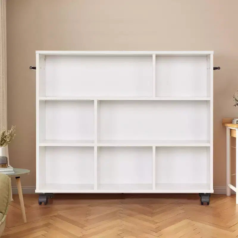 3-Tier Kitchen Cart with Lockable Wheels and Open Shelves, White