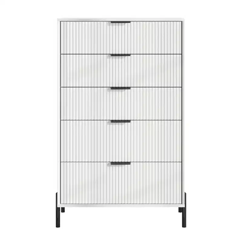 Festivo 4pc Modern Elegance Bedremm Chest and Dresser and 2 Drawer Nightstands Set Off-White