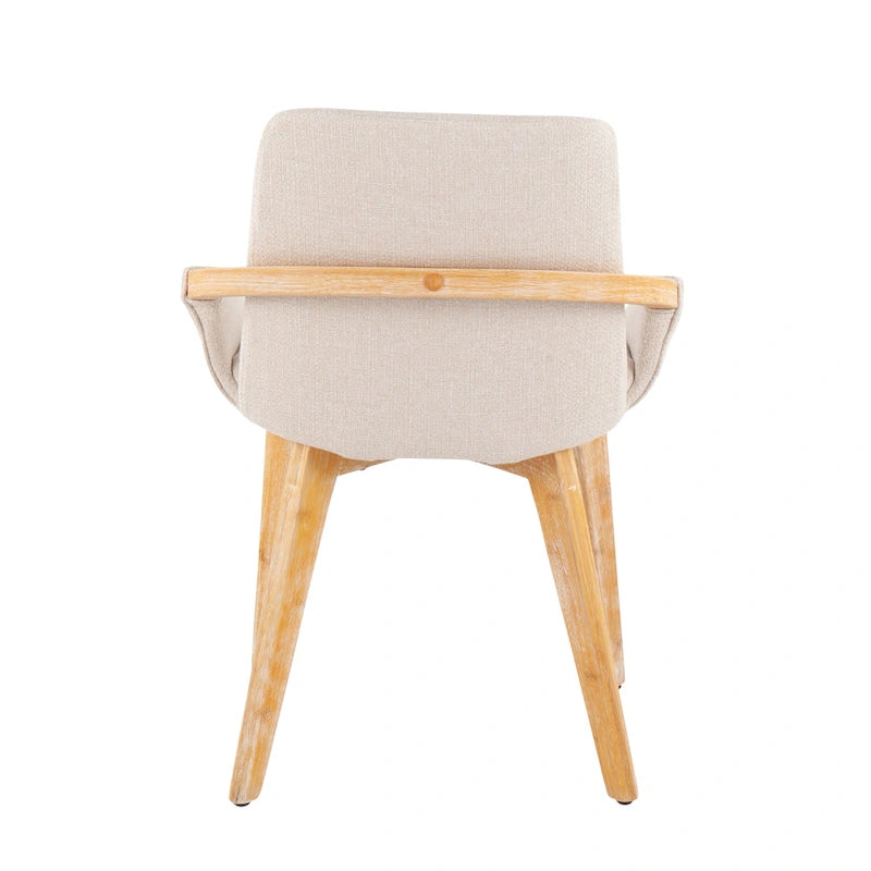 Mid-Century Upholstered Dining Chair with Natural Wood Arms and Legs