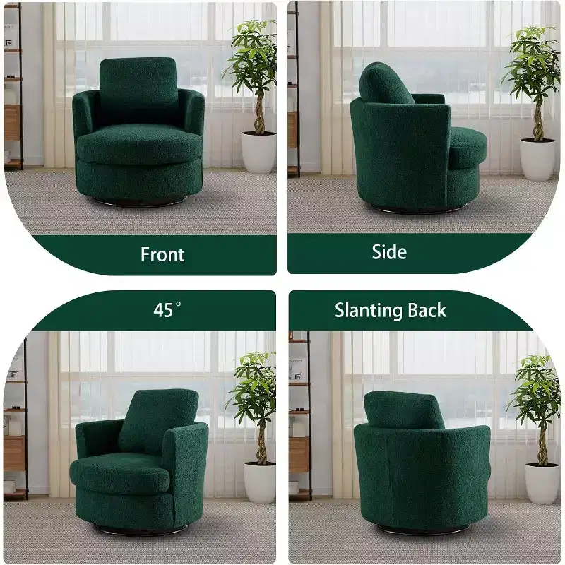 GDFStudio Bertha Swivel Boucle Upholstered 32 Wood and Steel Chair