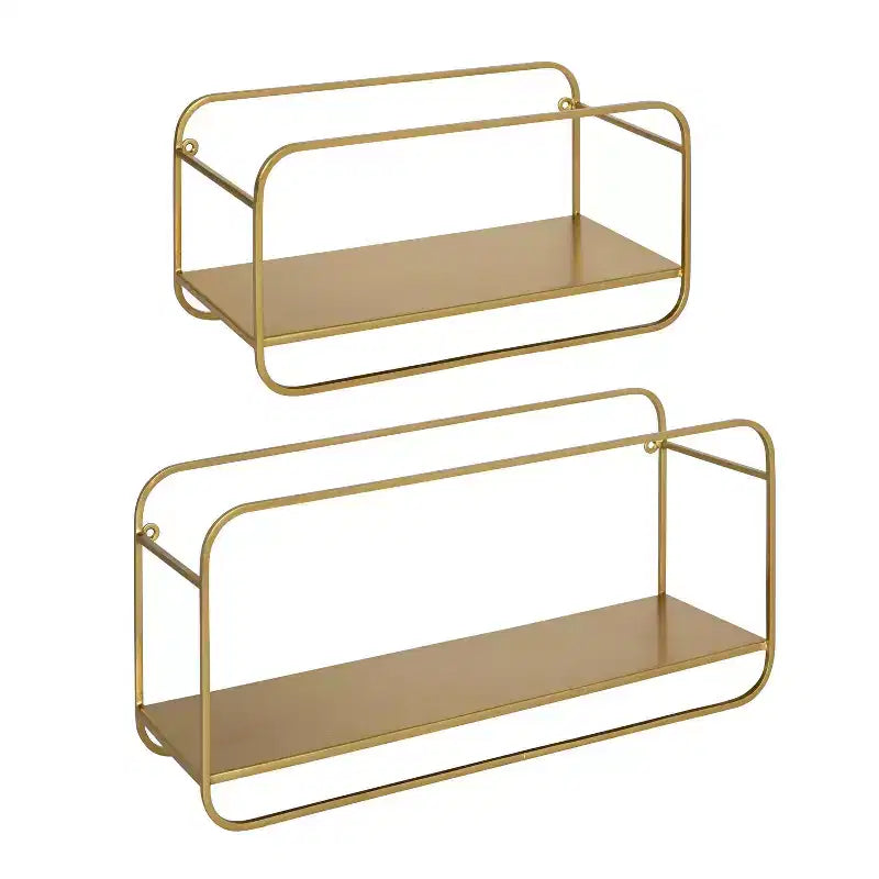 Modern Metal Floating Wall Shelves, Gold, 21 x 10