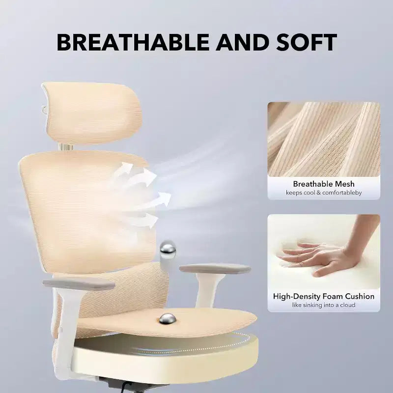 High-Back Ergonomic Mesh Office Chair, Adjustable Lumbar & Headrest, 3D Armrests, 360 Swivel Rolling Desk Chair, Comfortable Computer Chair