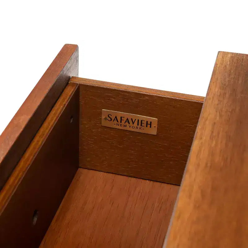 1-Drawer Nightstand with Open Metal Frame, Brown Mahogany